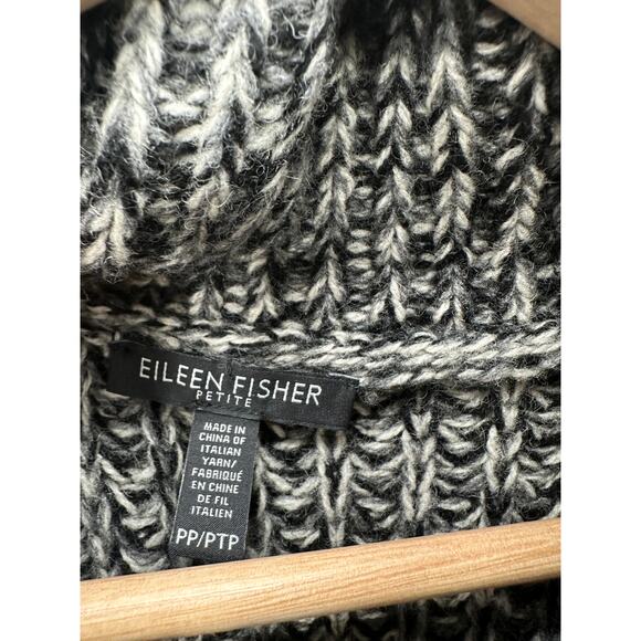 Eileen Fisher Sweater Vest Women PP Black White Yak Merino Wool Full Zip Knit - Picture 5 of 7